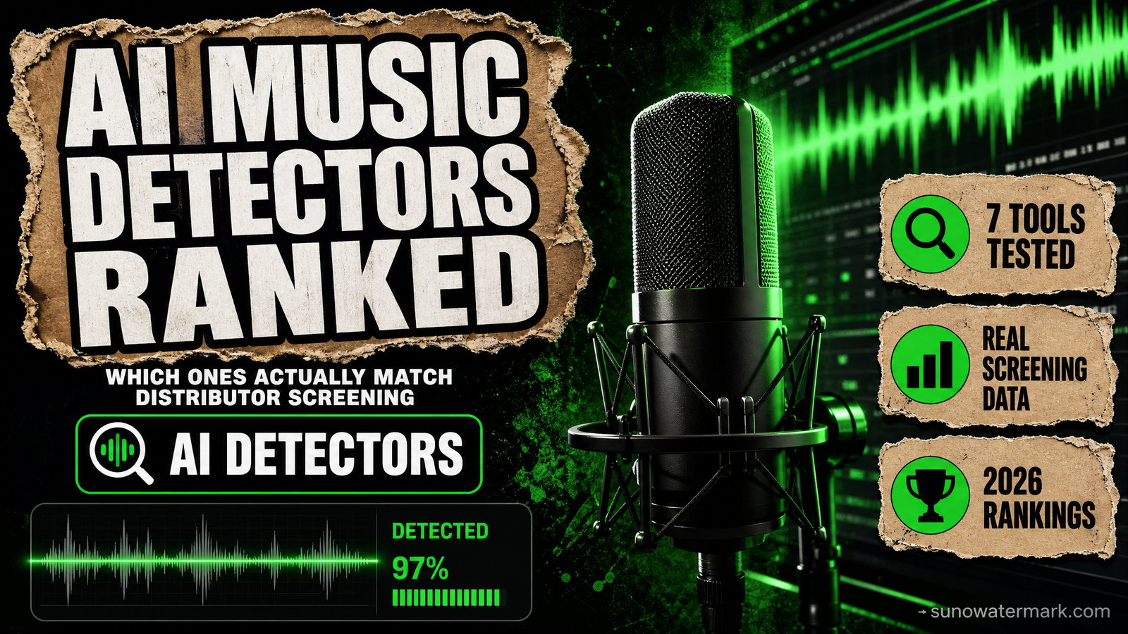 Comparison chart showing accuracy scores for the leading ai music detector tools on Suno tracks