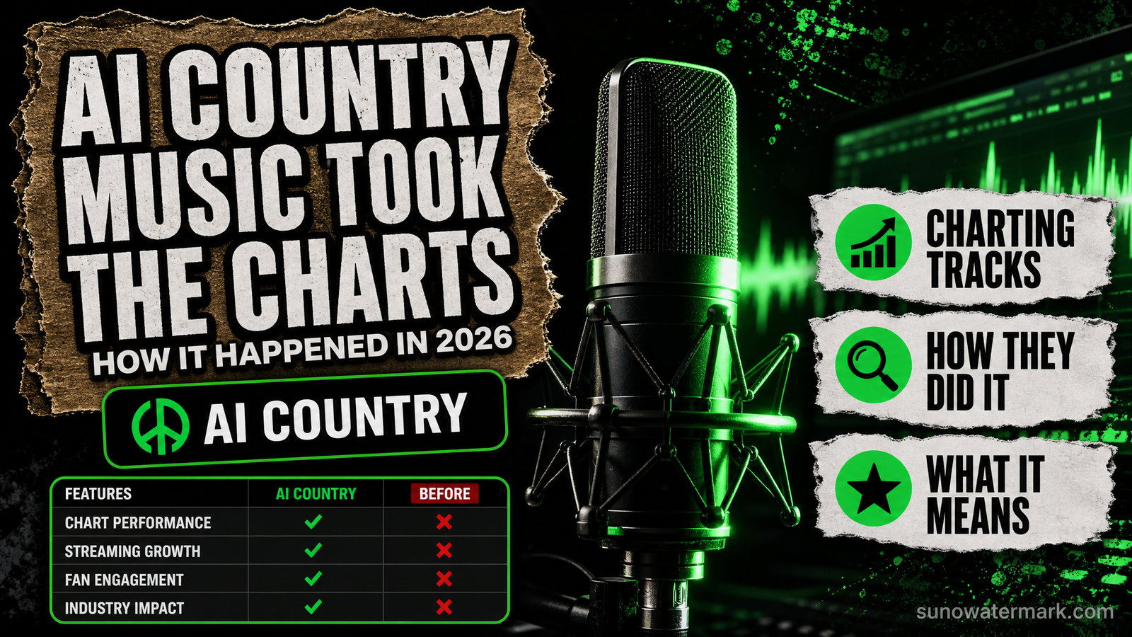 AI generated country music charting, showing a synthetic artist profile against country chart position data
