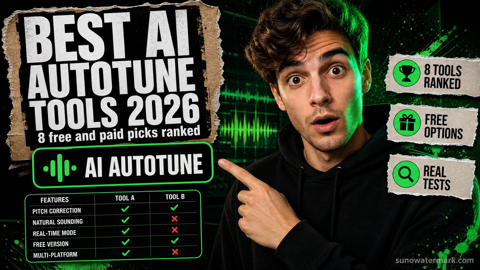 Eight AI autotune tools ranked for pitch correction quality and AI vocal distribution readiness in 2026