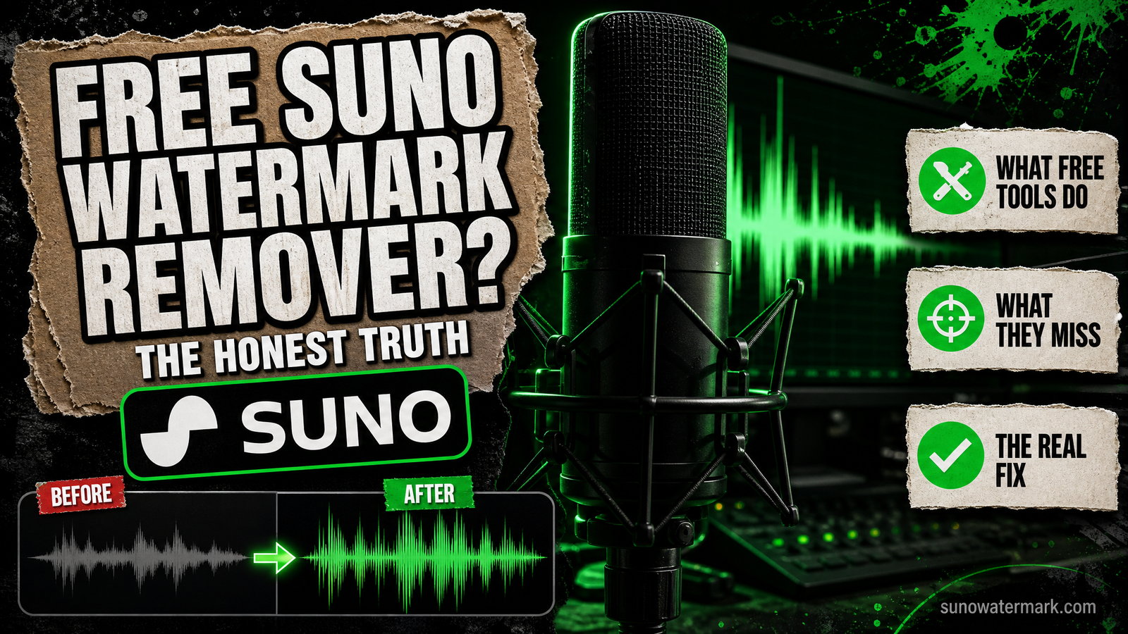 Honest 2026 comparison of free Suno watermark remover options versus Undetectr