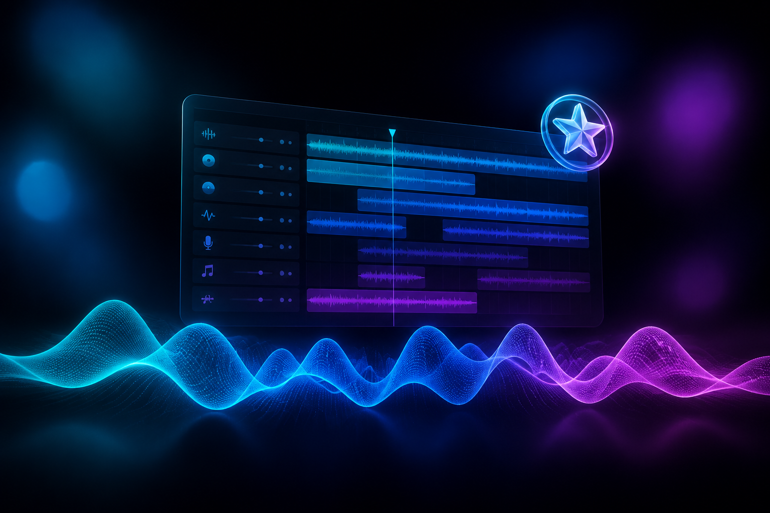 Suno Studio review 2026 hero image showing the multi-track timeline editor with stem lanes, prompt controls, and a distributor pass-rate overlay