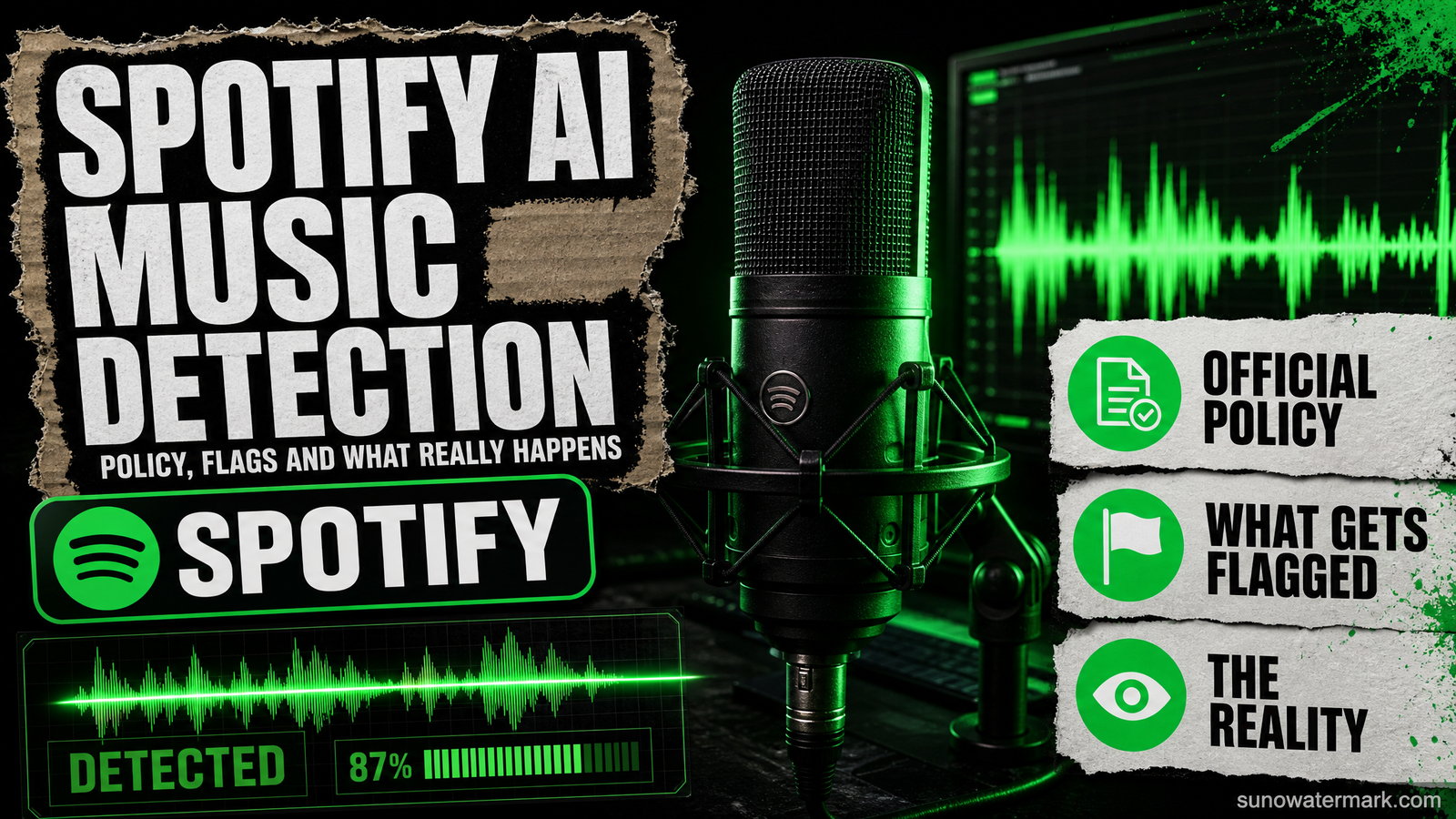 Spotify AI music detection dashboard showing flagged track analysis